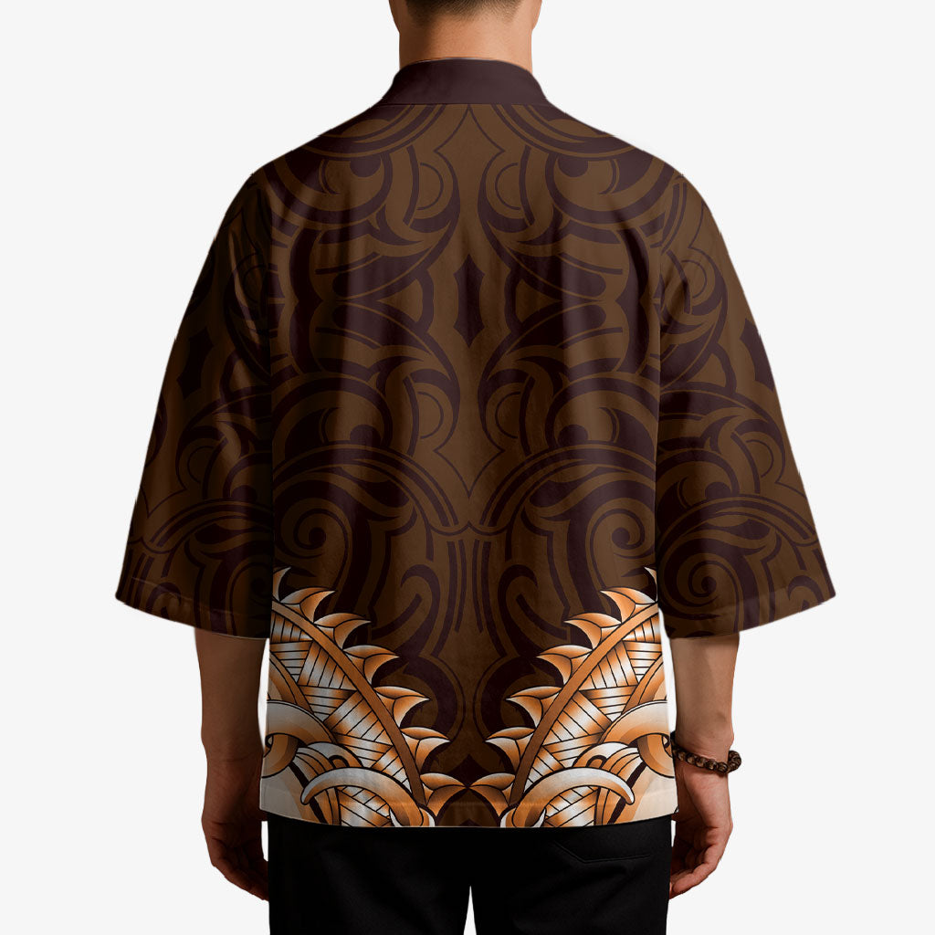 New Zealand Ta Moko Kimono Aotearoa Maori Chest Tattoo Orange