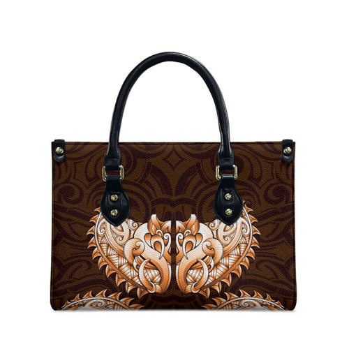 New Zealand Ta Moko Leather Bag Aotearoa Maori Chest Tattoo Orange