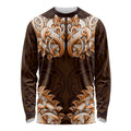 New Zealand Ta Moko Long Sleeve Shirt Aotearoa Maori Chest Tattoo Orange