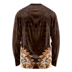 New Zealand Ta Moko Long Sleeve Shirt Aotearoa Maori Chest Tattoo Orange