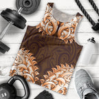 New Zealand Ta Moko Men Tank Top Aotearoa Maori Chest Tattoo Orange