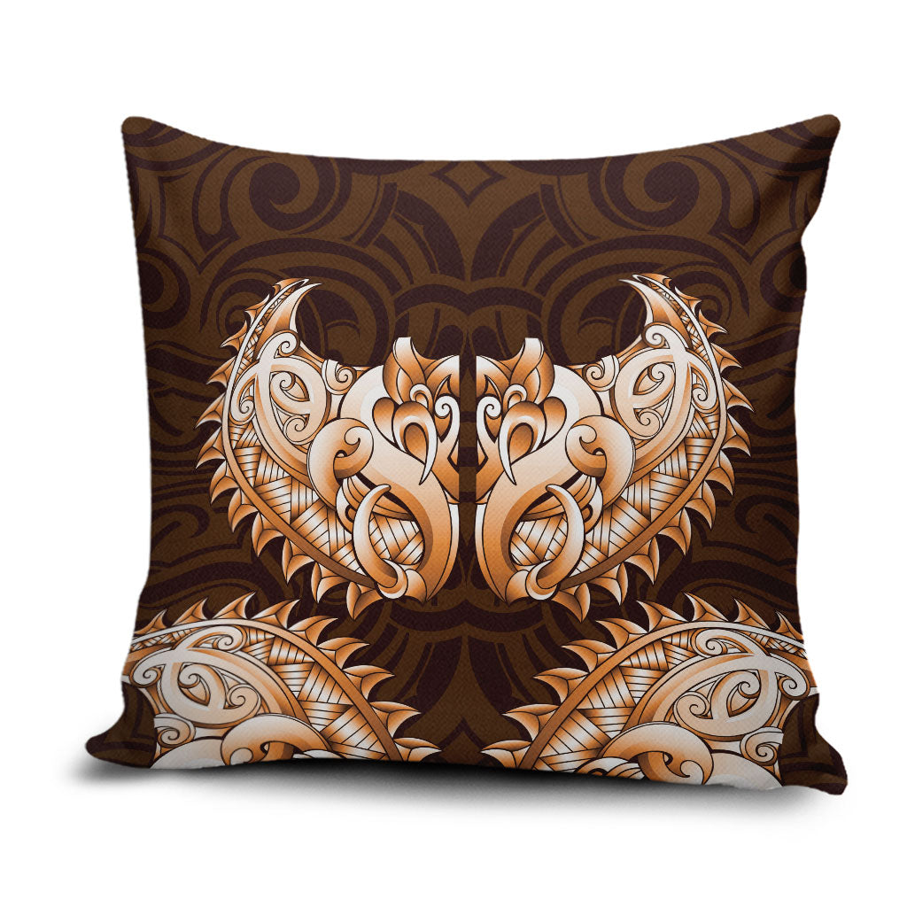 New Zealand Ta Moko Pillow Cover Aotearoa Maori Chest Tattoo Orange
