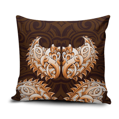 New Zealand Ta Moko Pillow Cover Aotearoa Maori Chest Tattoo Orange
