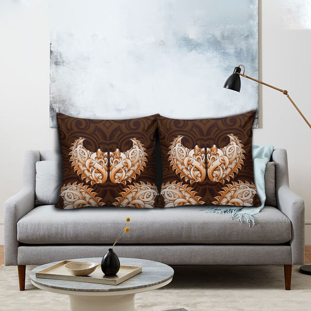 New Zealand Ta Moko Pillow Cover Aotearoa Maori Chest Tattoo Orange