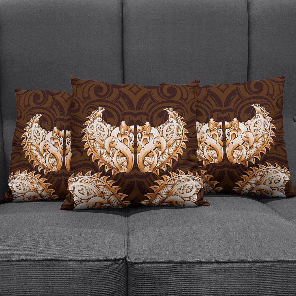 New Zealand Ta Moko Pillow Cover Aotearoa Maori Chest Tattoo Orange