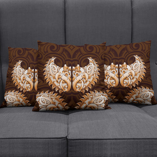 New Zealand Ta Moko Pillow Cover Aotearoa Maori Chest Tattoo Orange