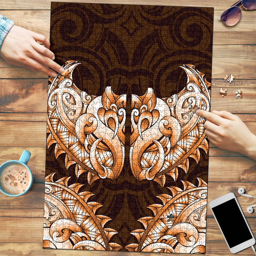 New Zealand Ta Moko Puzzle Aotearoa Maori Chest Tattoo Orange