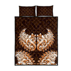 New Zealand Ta Moko Quilt Bed Set Aotearoa Maori Chest Tattoo Orange