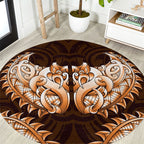 New Zealand Ta Moko Round Carpet Aotearoa Maori Chest Tattoo Orange