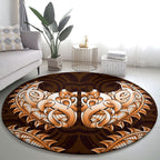 New Zealand Ta Moko Round Carpet Aotearoa Maori Chest Tattoo Orange