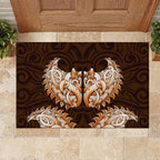 New Zealand Ta Moko Rubber Doormat Aotearoa Maori Chest Tattoo Orange
