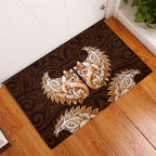New Zealand Ta Moko Rubber Doormat Aotearoa Maori Chest Tattoo Orange