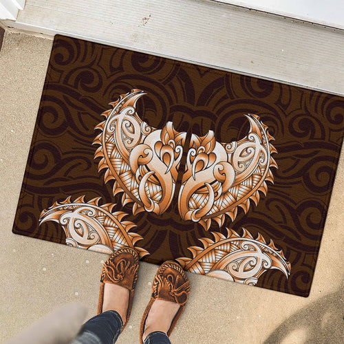 New Zealand Ta Moko Rubber Doormat Aotearoa Maori Chest Tattoo Orange