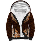 New Zealand Ta Moko Sherpa Hoodie Aotearoa Maori Chest Tattoo Orange
