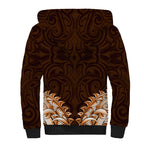 New Zealand Ta Moko Sherpa Hoodie Aotearoa Maori Chest Tattoo Orange