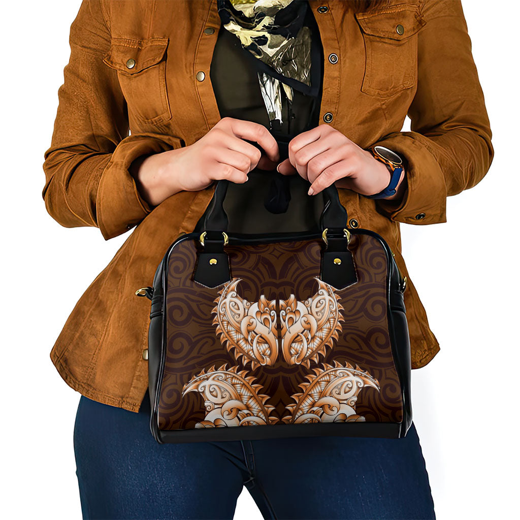 New Zealand Ta Moko Shoulder Handbag Aotearoa Maori Chest Tattoo Orange
