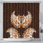 New Zealand Ta Moko Shower Curtain Aotearoa Maori Chest Tattoo Orange