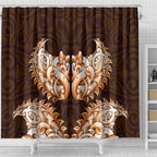 New Zealand Ta Moko Shower Curtain Aotearoa Maori Chest Tattoo Orange