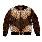 New Zealand Ta Moko Sleeve Zip Bomber Jacket Aotearoa Maori Chest Tattoo Orange