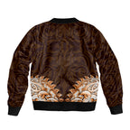 New Zealand Ta Moko Sleeve Zip Bomber Jacket Aotearoa Maori Chest Tattoo Orange