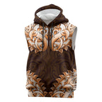 New Zealand Ta Moko Sleeveless Hoodie Aotearoa Maori Chest Tattoo Orange