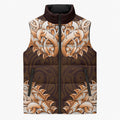 New Zealand Ta Moko Sleeveless Puffer Jacket Aotearoa Maori Chest Tattoo Orange