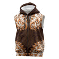 New Zealand Ta Moko Sleeveless Zip Hoodie Aotearoa Maori Chest Tattoo Orange