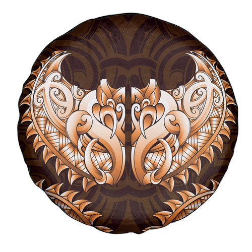 New Zealand Ta Moko Spare Tire Cover Aotearoa Maori Chest Tattoo Orange