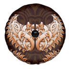 New Zealand Ta Moko Spare Tire Cover Aotearoa Maori Chest Tattoo Orange