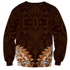 New Zealand Ta Moko Sweatshirt Aotearoa Maori Chest Tattoo Orange