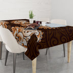 New Zealand Ta Moko Tablecloth Aotearoa Maori Chest Tattoo Orange