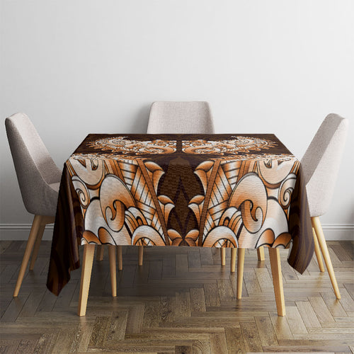 New Zealand Ta Moko Tablecloth Aotearoa Maori Chest Tattoo Orange