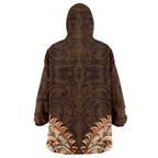 New Zealand Ta Moko Wearable Blanket Hoodie Aotearoa Maori Chest Tattoo Orange