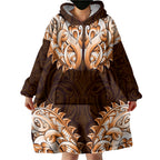 New Zealand Ta Moko Wearable Blanket Hoodie Aotearoa Maori Chest Tattoo Orange