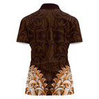 New Zealand Ta Moko Women Polo Shirt Aotearoa Maori Chest Tattoo Orange