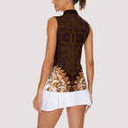 New Zealand Ta Moko Women Sleeveless Polo Shirt Aotearoa Maori Chest Tattoo Orange