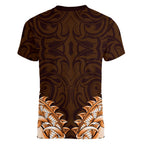 New Zealand Ta Moko Women V-Neck T-Shirt Aotearoa Maori Chest Tattoo Orange