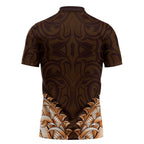 New Zealand Ta Moko Zipper Polo Shirt Aotearoa Maori Chest Tattoo Orange