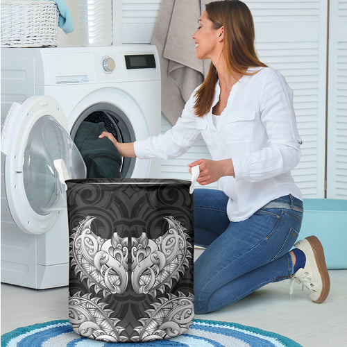 New Zealand Ta Moko Laundry Basket Aotearoa Maori Chest Tattoo Black