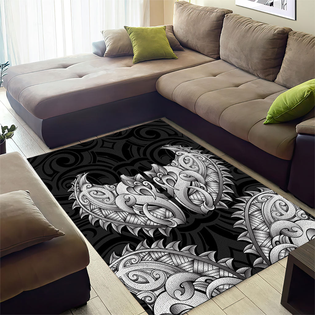 New Zealand Ta Moko Area Rug Aotearoa Maori Chest Tattoo Black