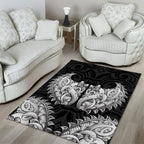 New Zealand Ta Moko Area Rug Aotearoa Maori Chest Tattoo Black