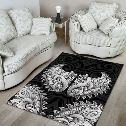 New Zealand Ta Moko Area Rug Aotearoa Maori Chest Tattoo Black