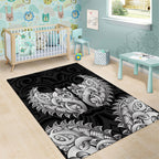New Zealand Ta Moko Area Rug Aotearoa Maori Chest Tattoo Black