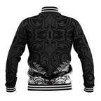 New Zealand Ta Moko Baseball Jacket Aotearoa Maori Chest Tattoo Black