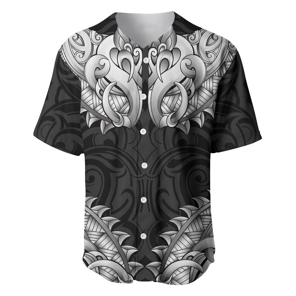 New Zealand Ta Moko Baseball Jersey Aotearoa Maori Chest Tattoo Black
