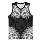 New Zealand Ta Moko Basketball Jersey Aotearoa Maori Chest Tattoo Black