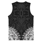 New Zealand Ta Moko Basketball Jersey Aotearoa Maori Chest Tattoo Black