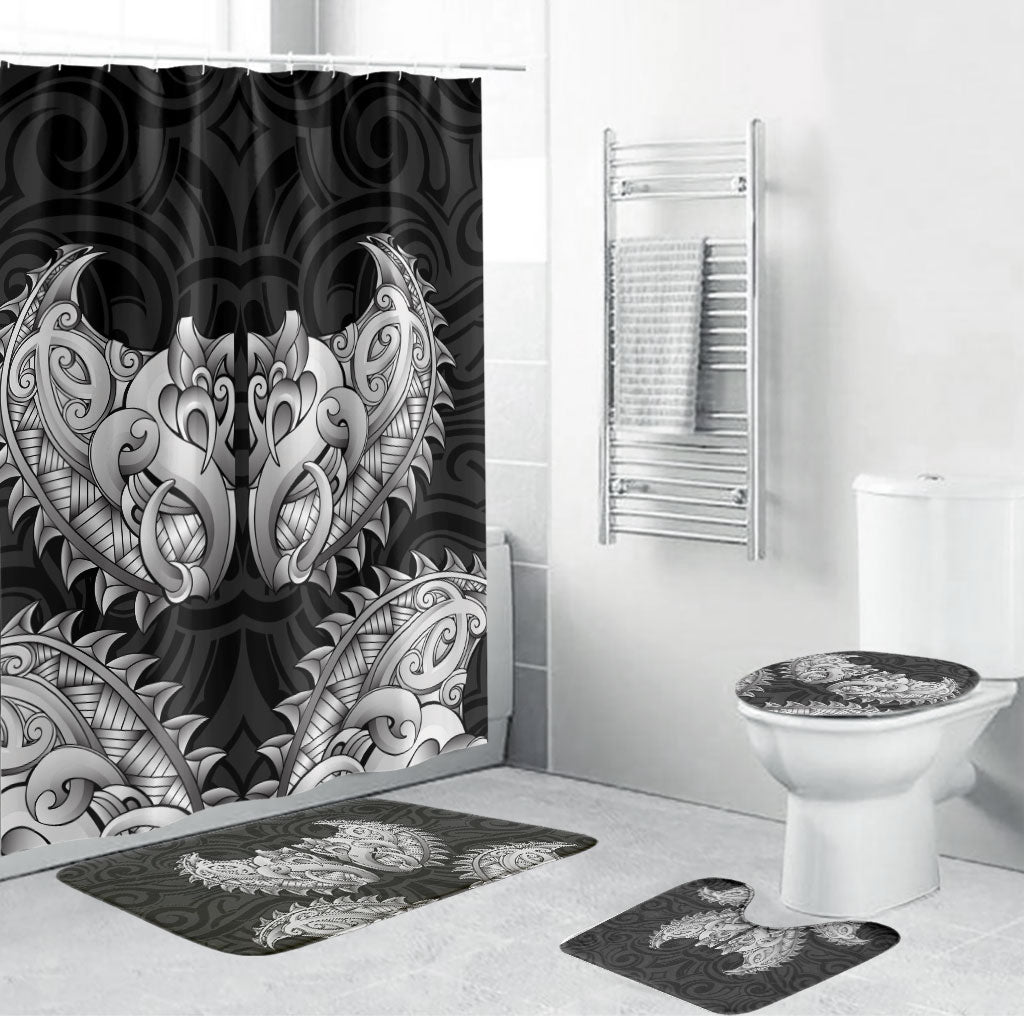 New Zealand Ta Moko Bathroom Set Aotearoa Maori Chest Tattoo Black