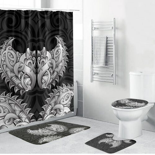 New Zealand Ta Moko Bathroom Set Aotearoa Maori Chest Tattoo Black