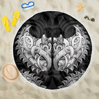 New Zealand Ta Moko Beach Blanket Aotearoa Maori Chest Tattoo Black